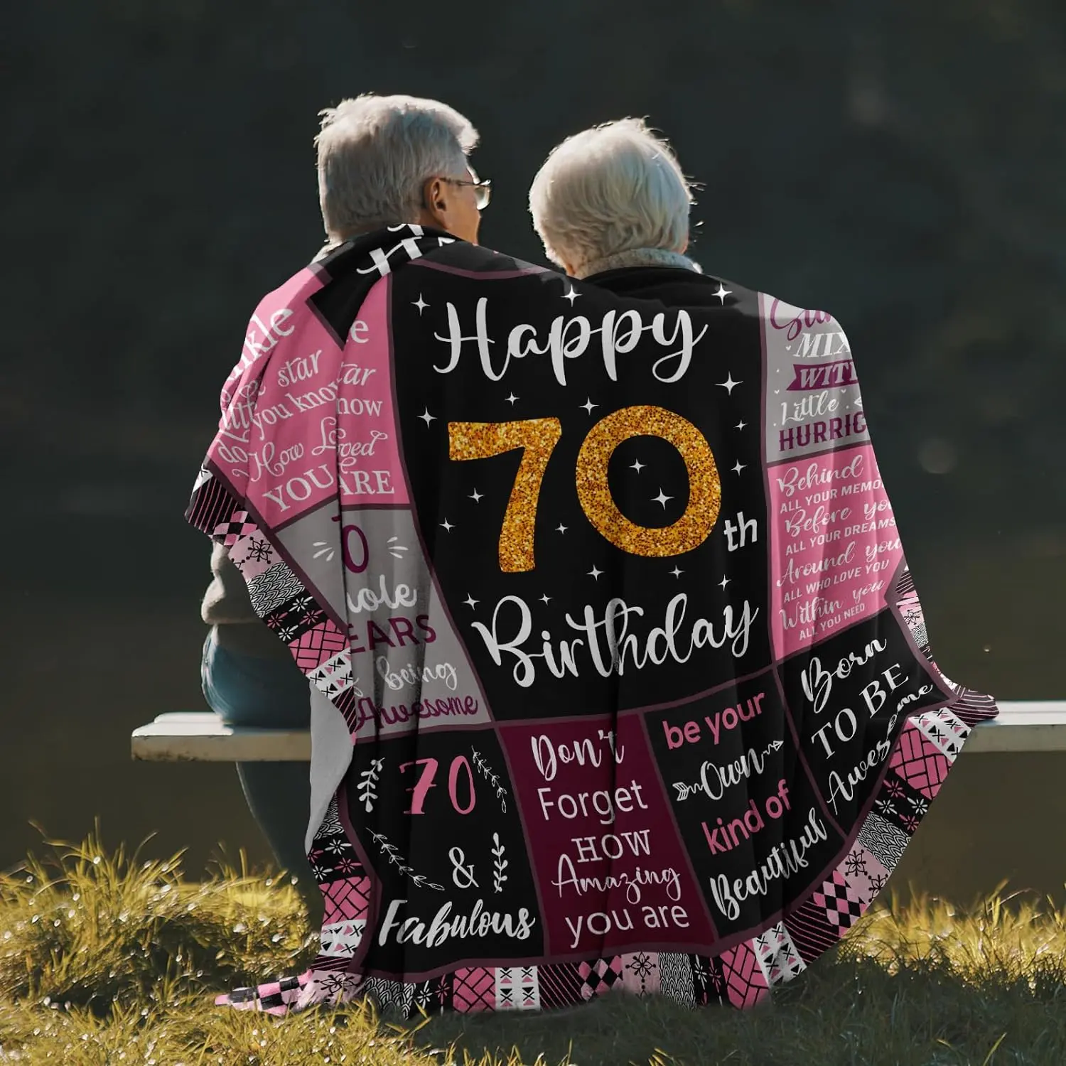 7oth Birthday Blanket with sentimental quotes
