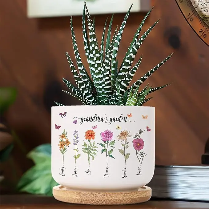 50+ Personalized Gifts For Grandma 43 best gifts for grandmas Personalized Flower Pot with Bamboo Tray