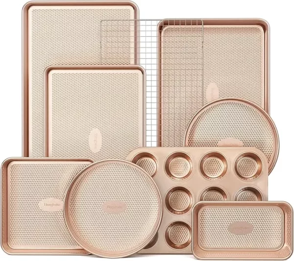 60+ Gift Sets for Women 53 Christmas gift sets women 9-Piece Nonstick Bakeware Set in Gold